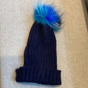 Bari Lynn Ribbed Hat with fur, NEW with tags